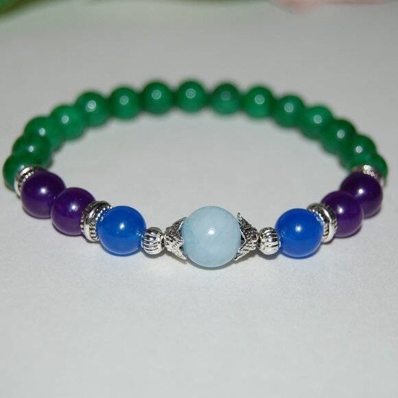 Multicolor Gemstones Bracelet,Stone Beaded Bracelet - Picture 3 of 3